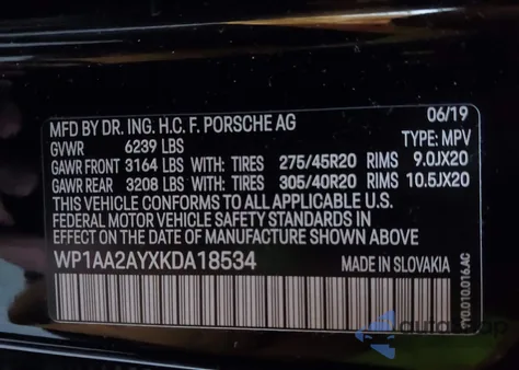 2019 Porsche Cayenne from USA, damaged, VIN WP1AA2AYXKDA18534